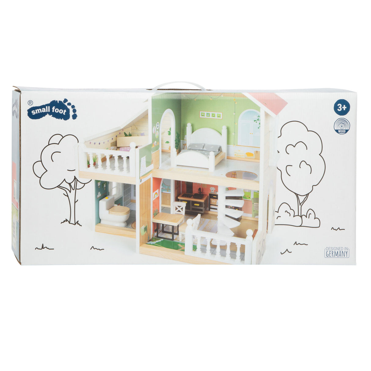 Small foot - maison de poupée villa urbaine en bois avec mobilier, 9 pièces.