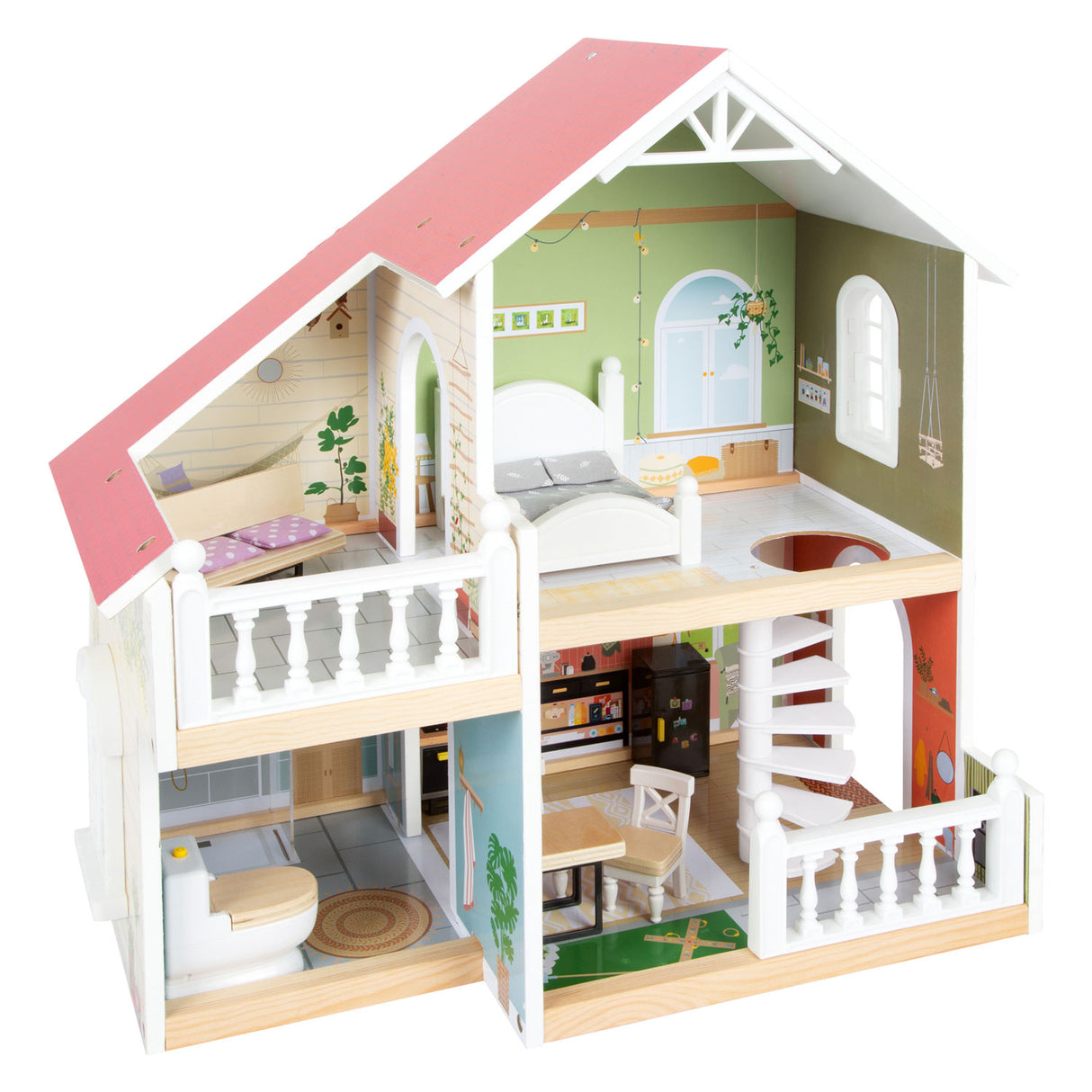 Small foot - maison de poupée villa urbaine en bois avec mobilier, 9 pièces.