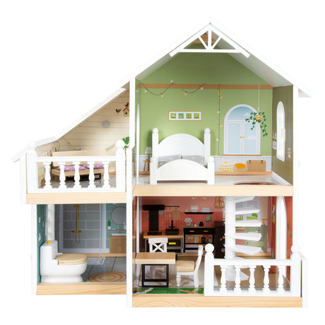 Small foot - maison de poupée villa urbaine en bois avec mobilier, 9 pièces.