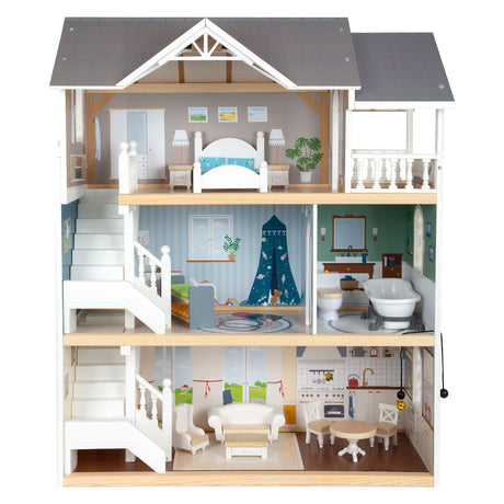 Small foot - maison de poupée villa urbaine en bois avec accessoires, 13 pcs.