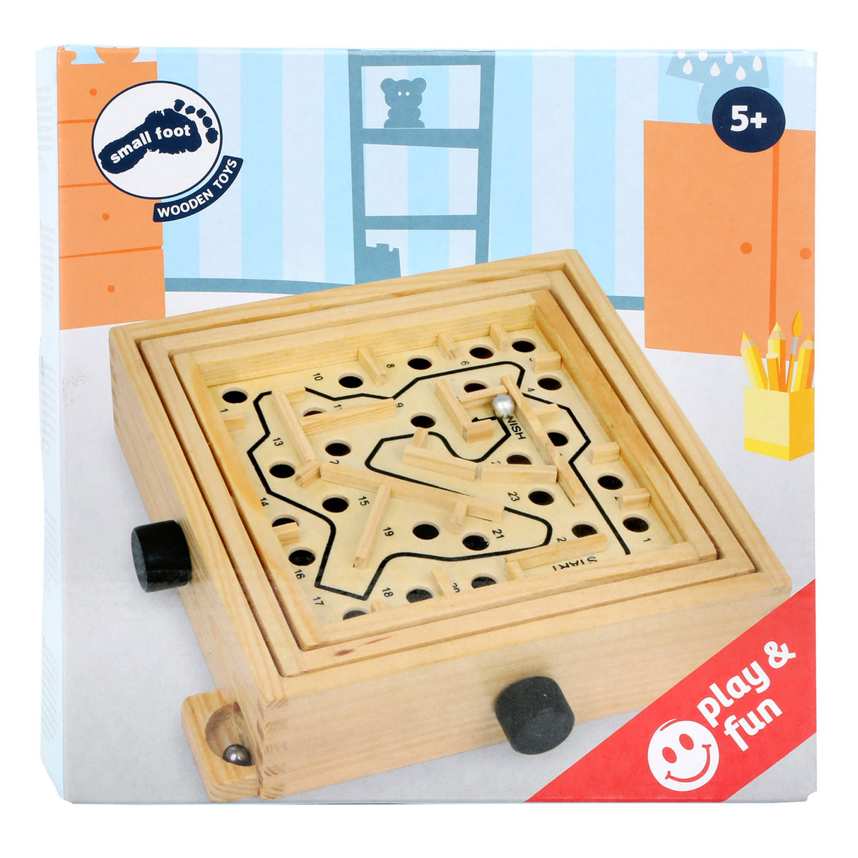 Small foot wooden labyrinth marble game