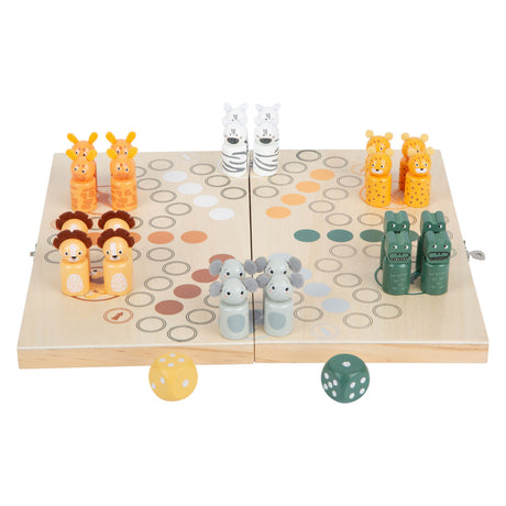 Small foot - jeu ludo safari en bois - 6 joueurs