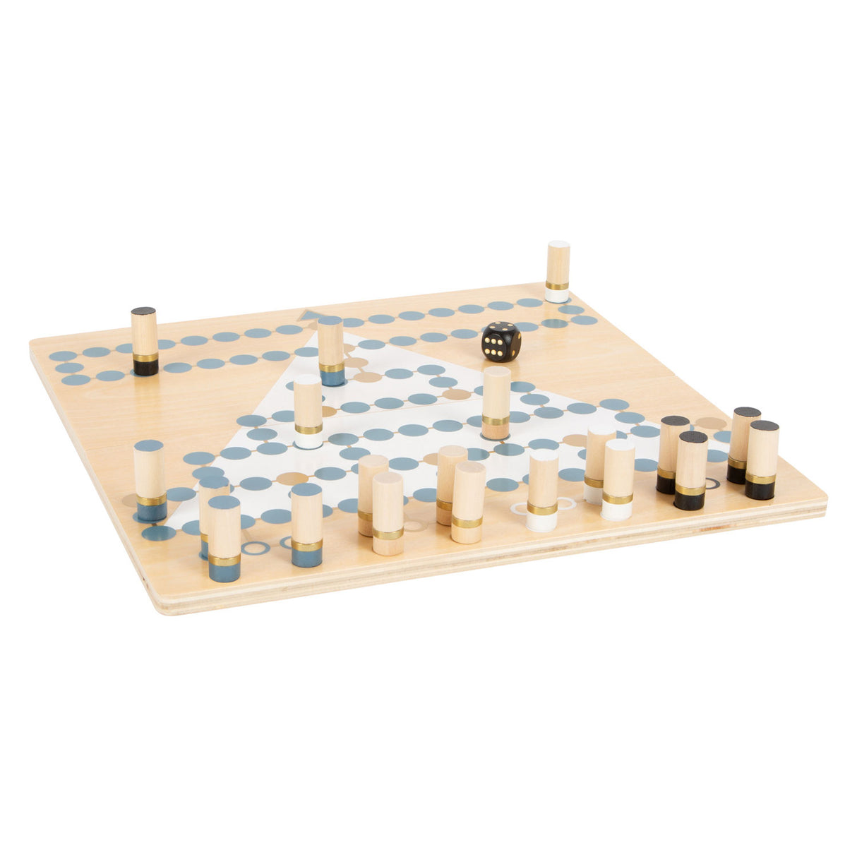 Small foot - jeu de société en bois barricade et halma 2en1