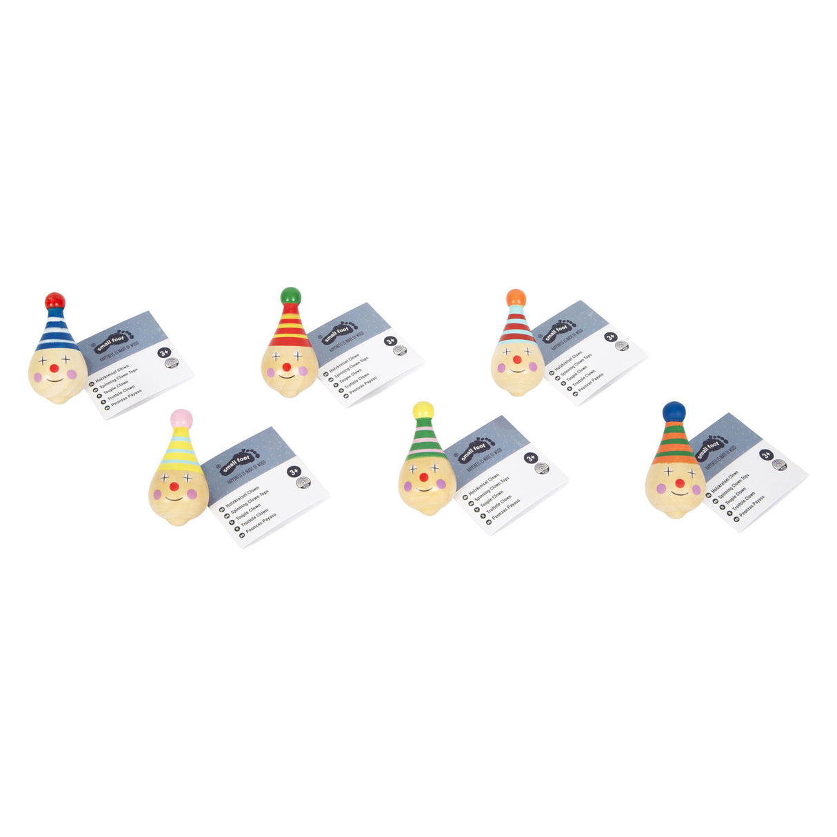 Small foot - clown toupie en bois - 6 pcs.