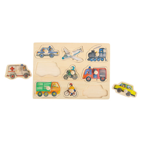 Small foot - puzzle en bois véhicules urbains, 9 pcs.