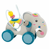 Petit pied en bois Push Figure Elephant avec moteur Piral