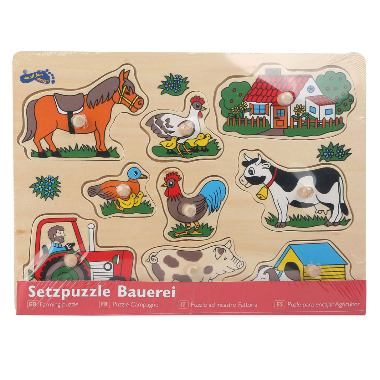 Small foot - ferme de puzzles en bois, 9 pcs.