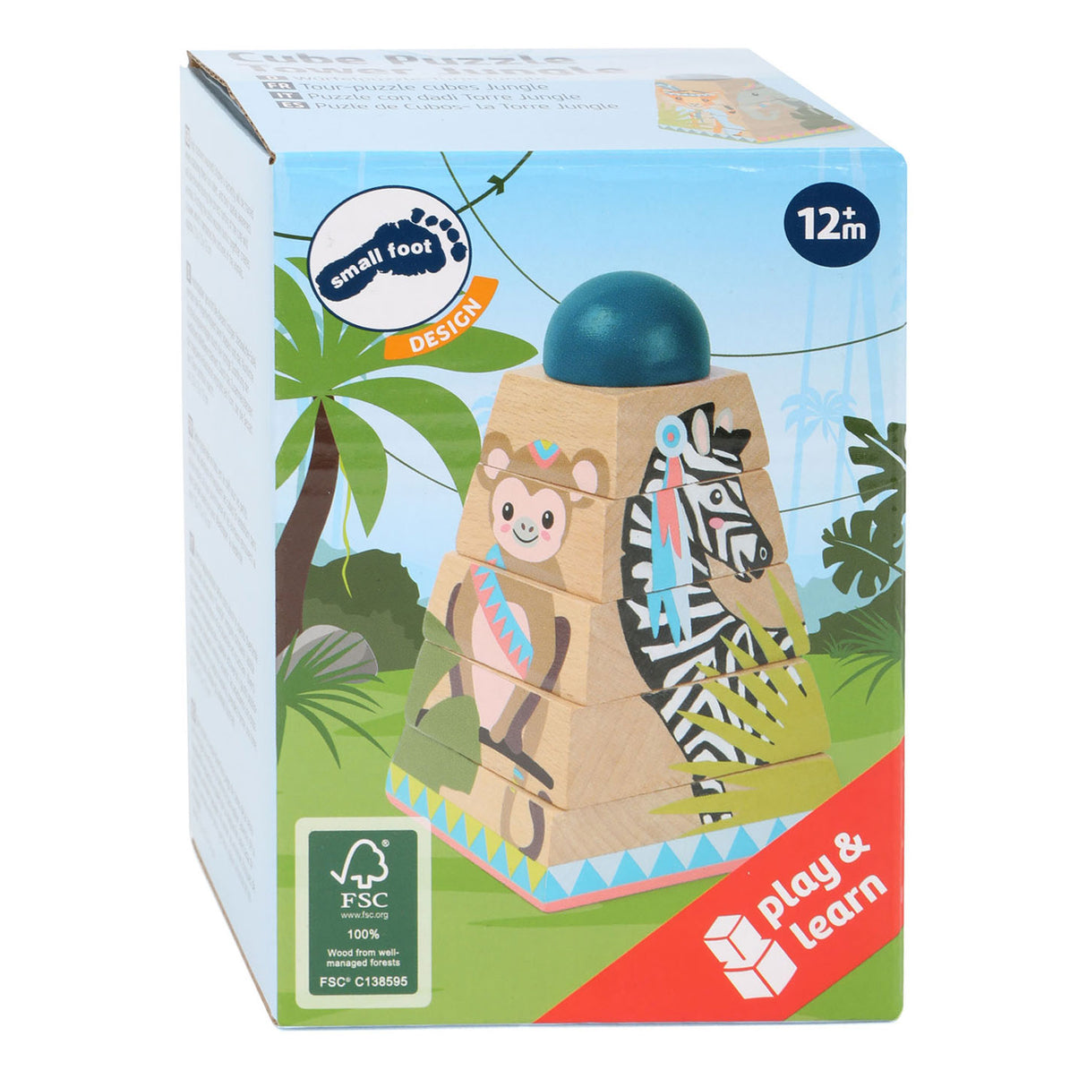 Small foot - tour empilable en bois jungle, 6 pcs.