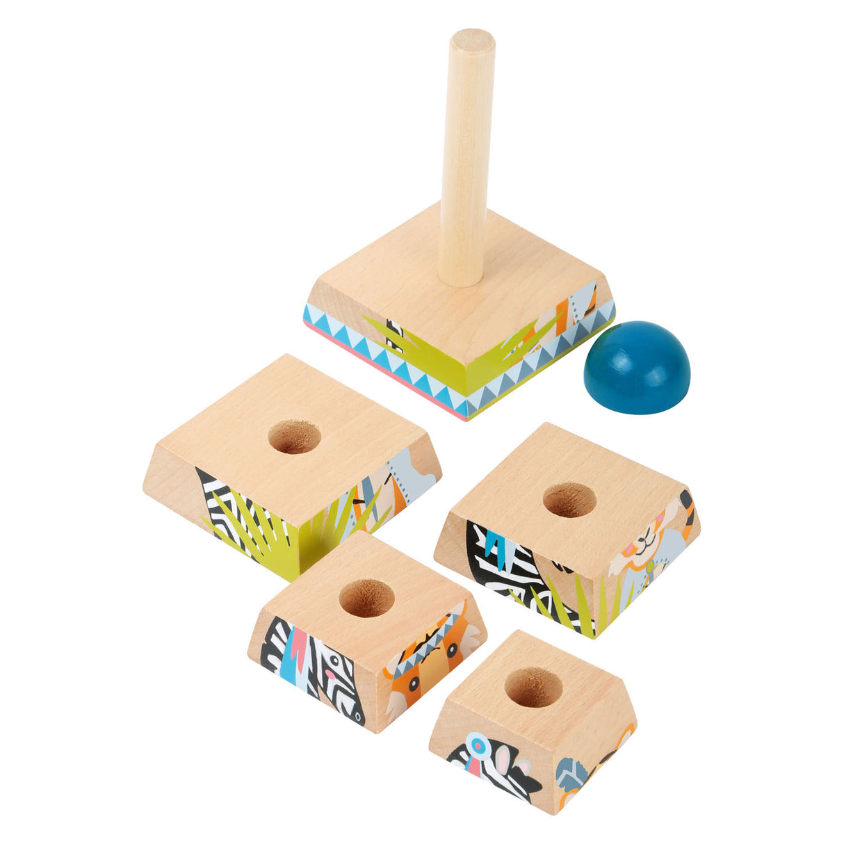 Small foot - tour empilable en bois jungle, 6 pcs.