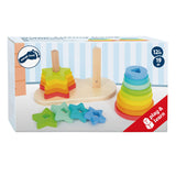 Small foot - tour empilable en bois cercle arc-en-ciel et étoile, 19 pcs.