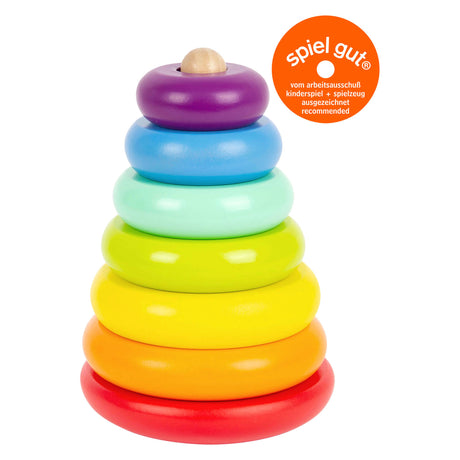 Small foot - tour empilable en bois arc-en-ciel, 7 pcs.