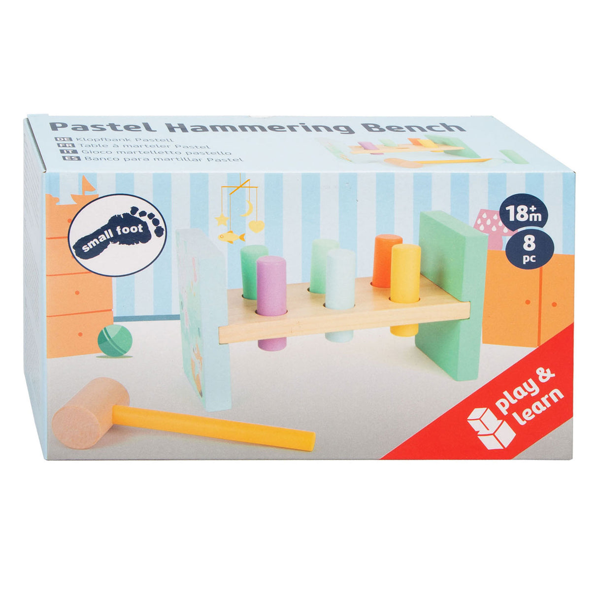 Small foot - banc marteau en bois pastel, 8 pcs.