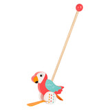 Small foot wooden push figure parrot lori with stick