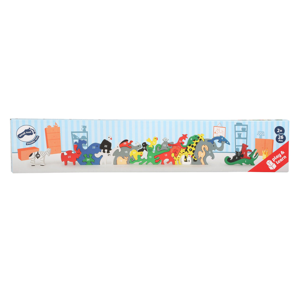 Small foot - jeu d'équilibre avec lettres et chiffres d'animaux, 26 pcs.