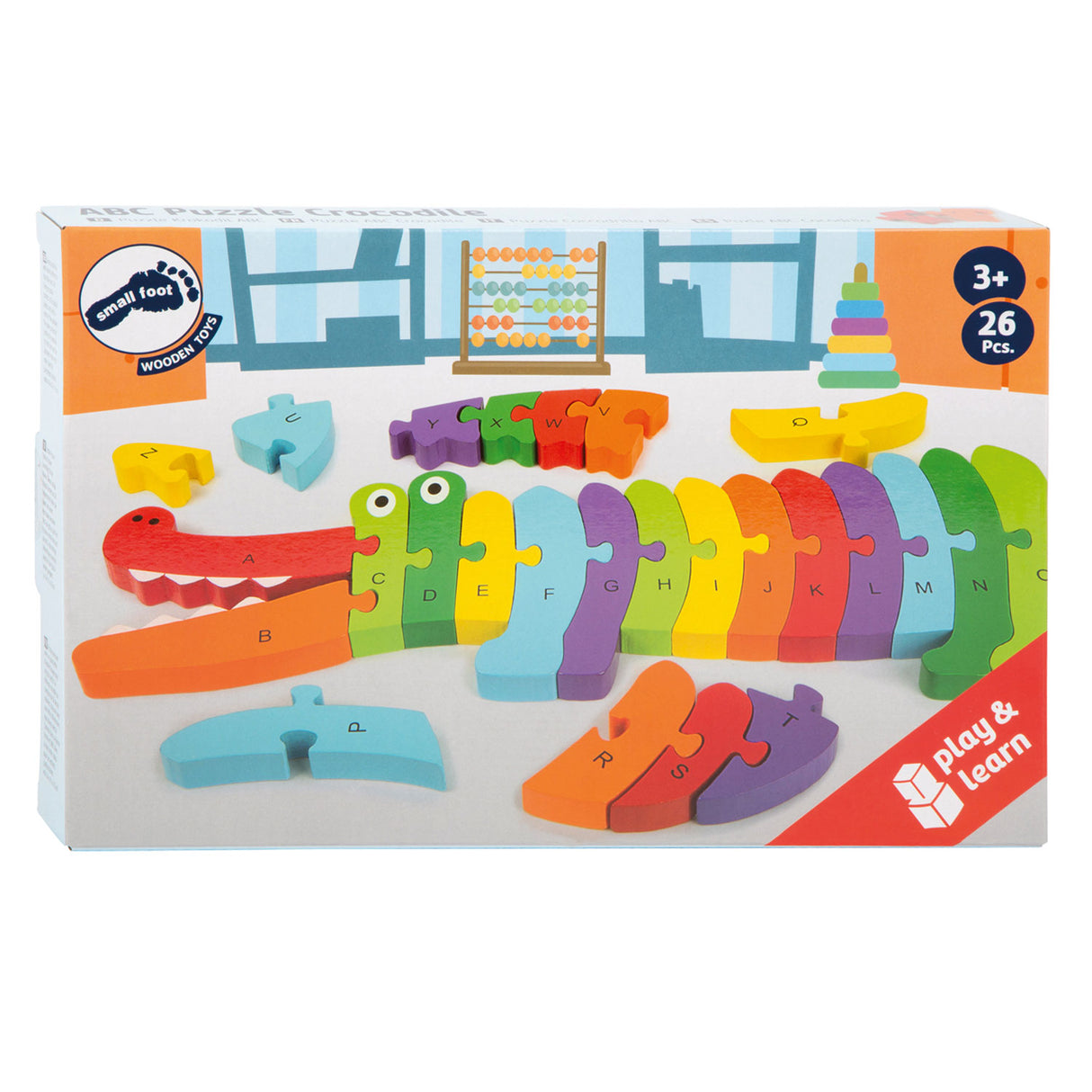 Small foot - puzzle ABC crocodile en bois, 26 pièces.
