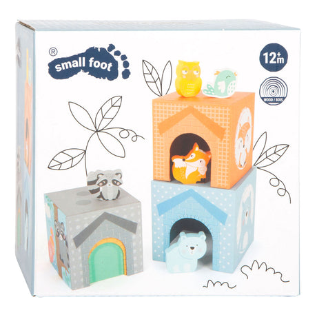 Small foot - tour à empiler avec animaux de la forêt pastel, 10 pcs.