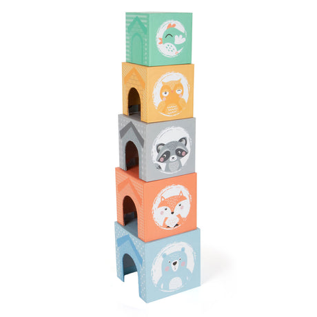 Small foot - tour à empiler avec animaux de la forêt pastel, 10 pcs.