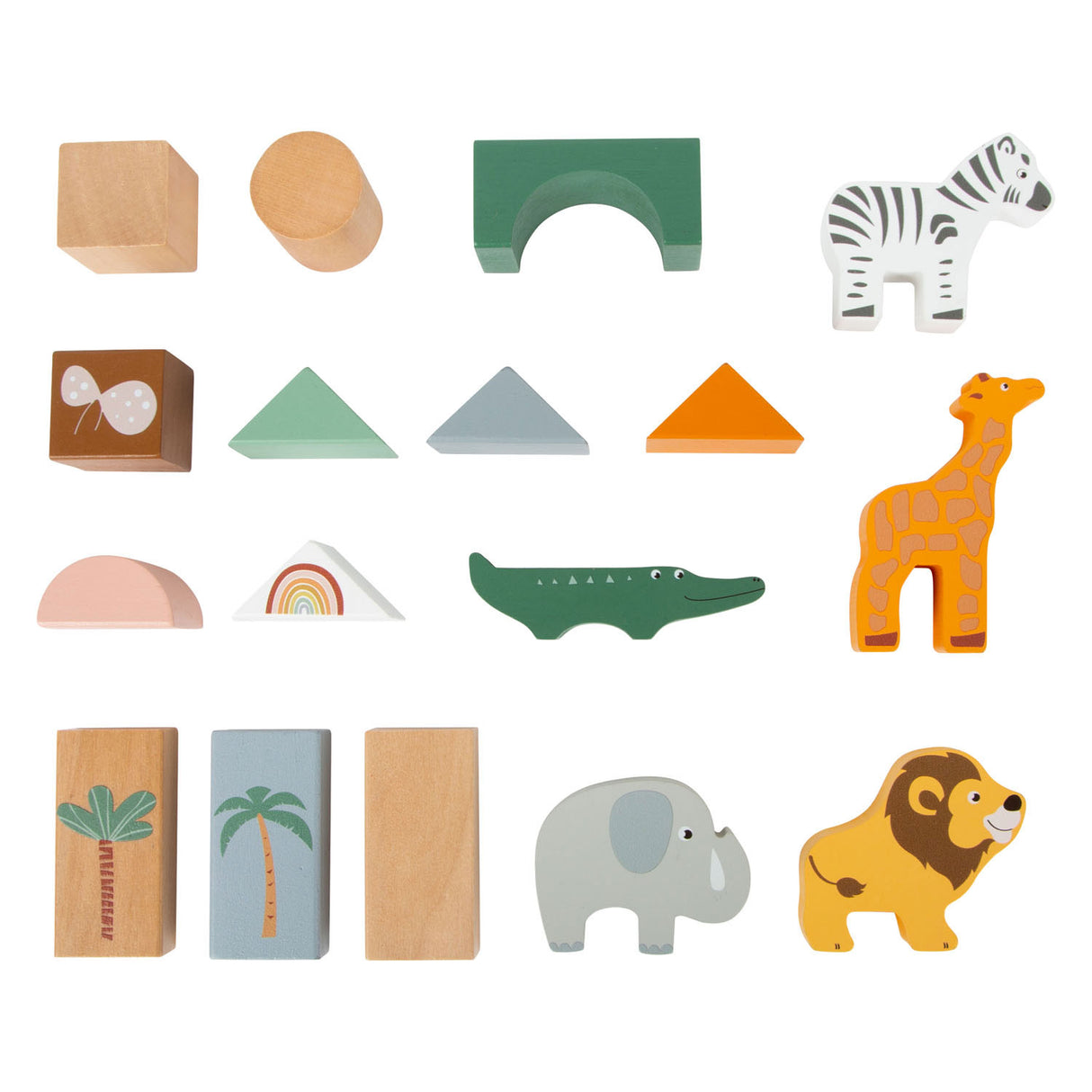 Blocs de construction en bois de petit pied Safari, 50dlg.
