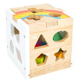 Small foot - cube trieur de formes en bois arc-en-ciel,