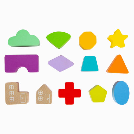 Small foot - cube trieur de formes en bois arc-en-ciel,