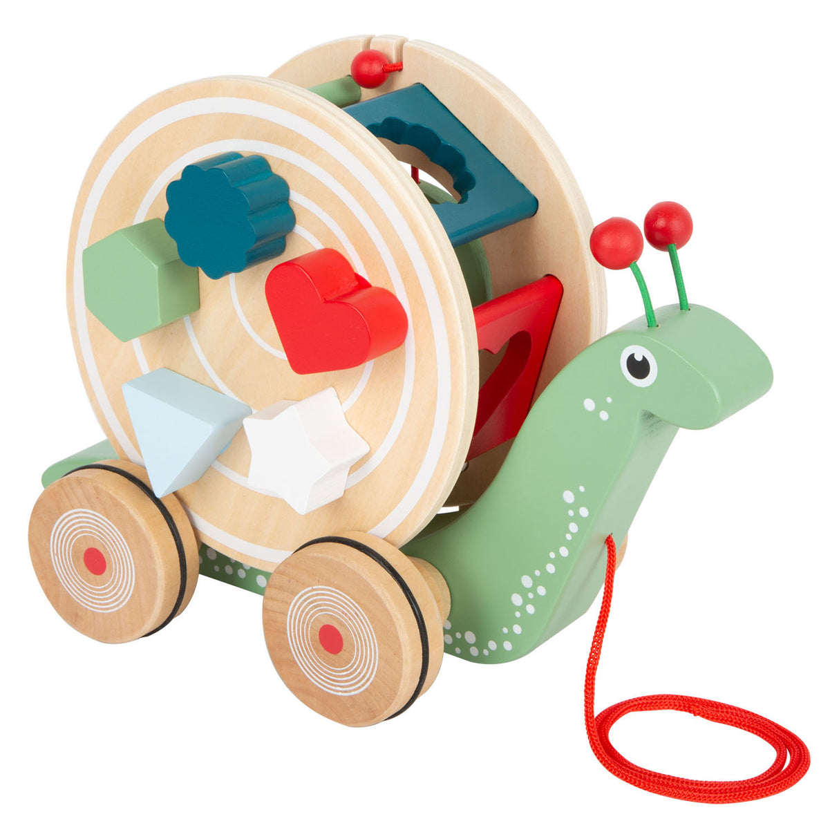 Small foot - trieur de formes de figurines en bois, escargot, 6 pcs.