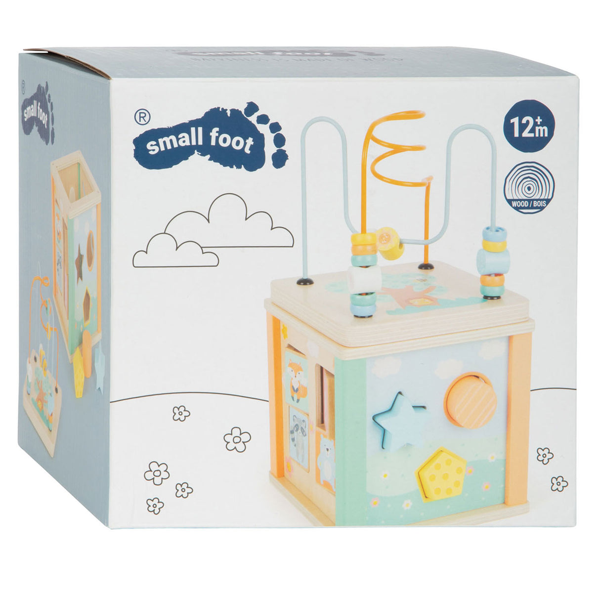 Small foot - cube d'activités en bois et spirale de motricité pastel