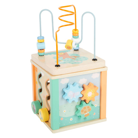 Small foot - cube d'activités en bois et spirale de motricité pastel