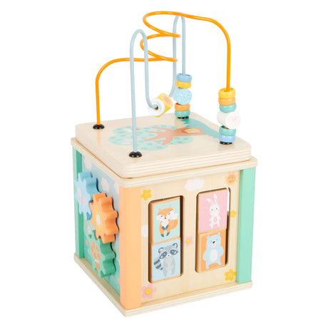 Small foot - cube d'activités en bois et spirale de motricité pastel