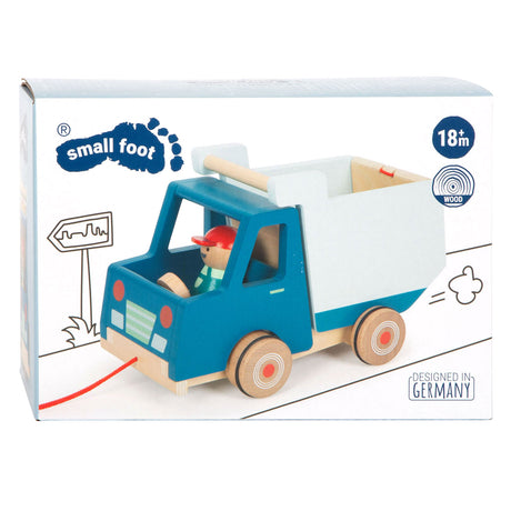 Small foot - camion benne en bois avec figurine de remorquage