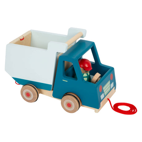 Small foot - camion benne en bois avec figurine de remorquage
