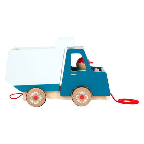 Small foot - camion benne en bois avec figurine de remorquage