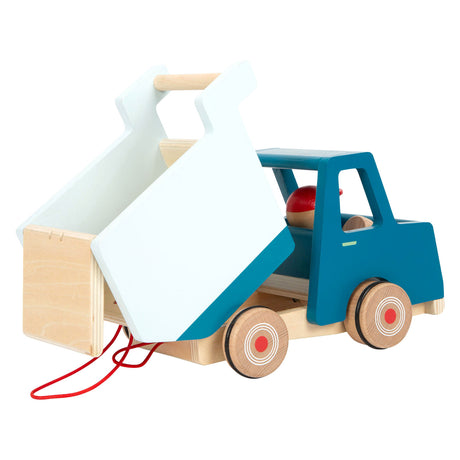 Small foot - camion benne en bois avec figurine de remorquage