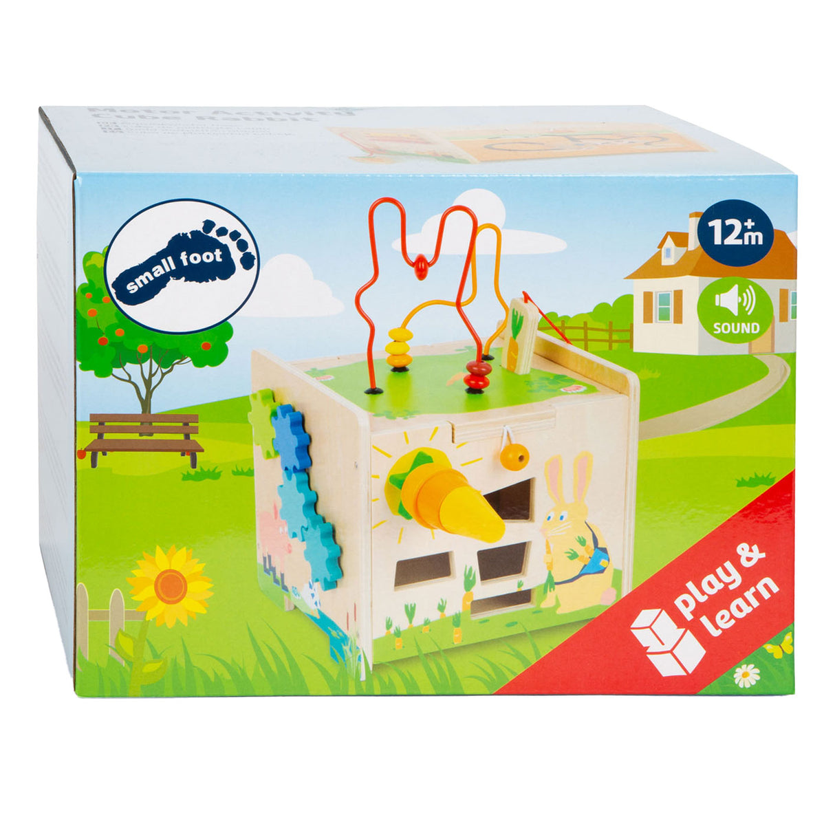 Small foot - cube d'activités en bois et lapin spirale motricité