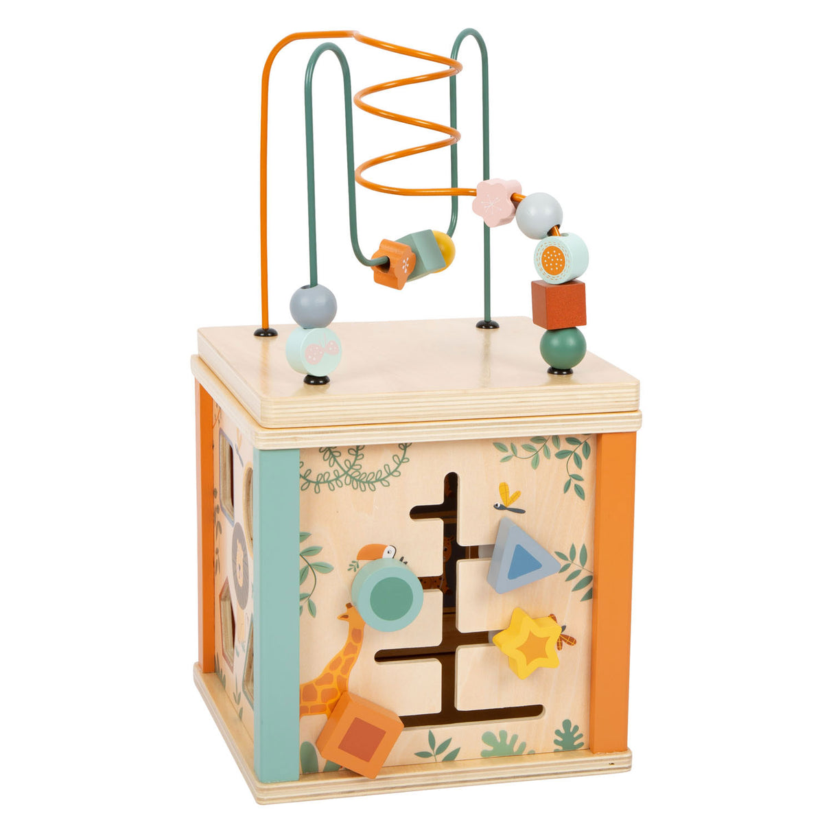 Petit pied - activité en bois cubus et safari moteur
