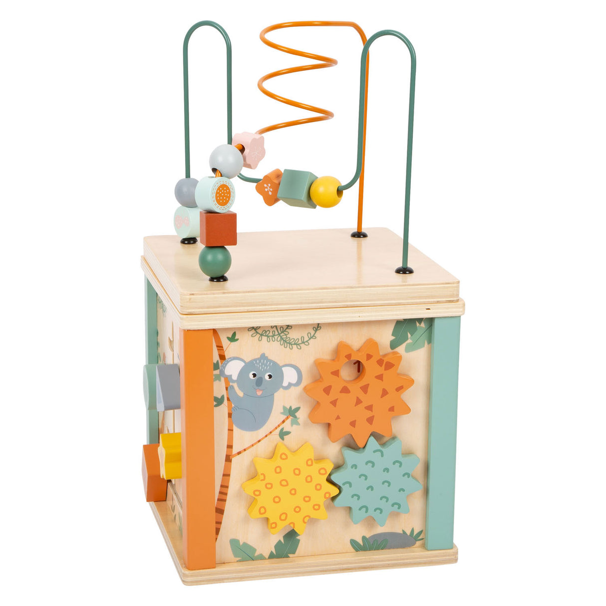 Petit pied - activité en bois cubus et safari moteur