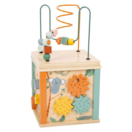 Petit pied - activité en bois cubus et safari moteur