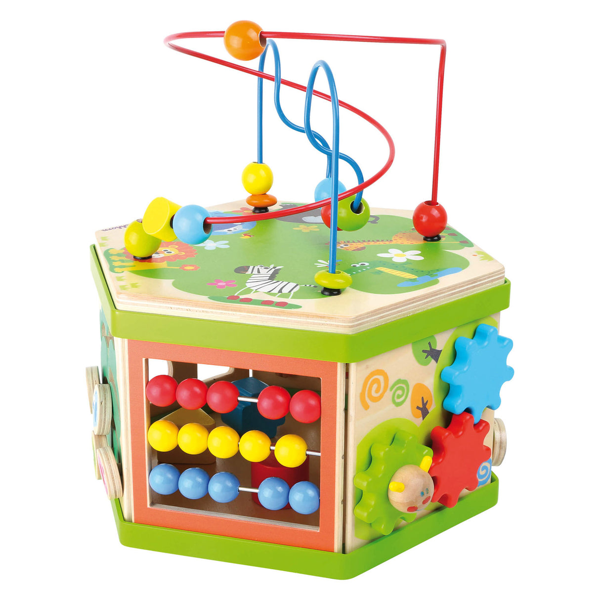 Small foot - cube d'activités en bois avec spirale safari motricité