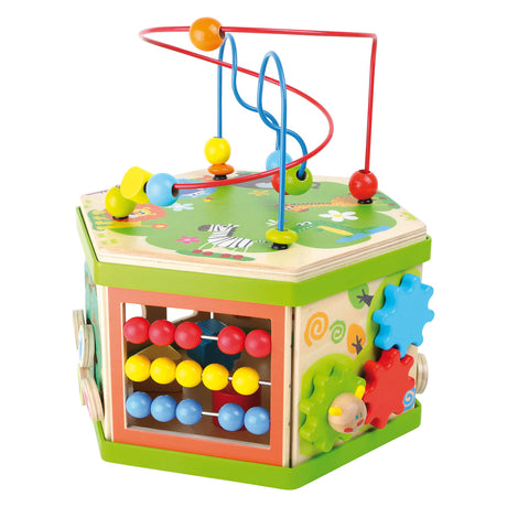 Small foot - cube d'activités en bois avec spirale safari motricité
