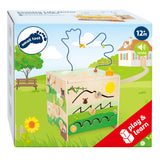 Small foot - cube d'activités en bois avec ferme en spirale de motricité