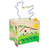 Small foot - cube d'activités en bois avec ferme en spirale de motricité