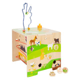 Small foot - cube d'activités en bois avec ferme en spirale de motricité