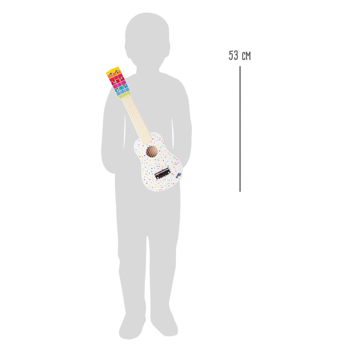 Kleine Fußhölzerngitarre mit Punkten, 53 cm