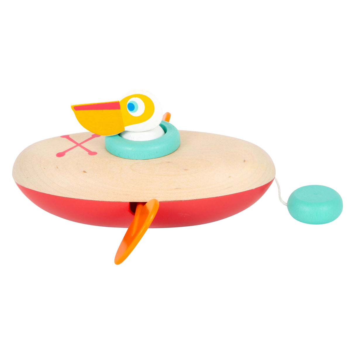 Small foot - jouet de bain canoë en bois pélican à remonter