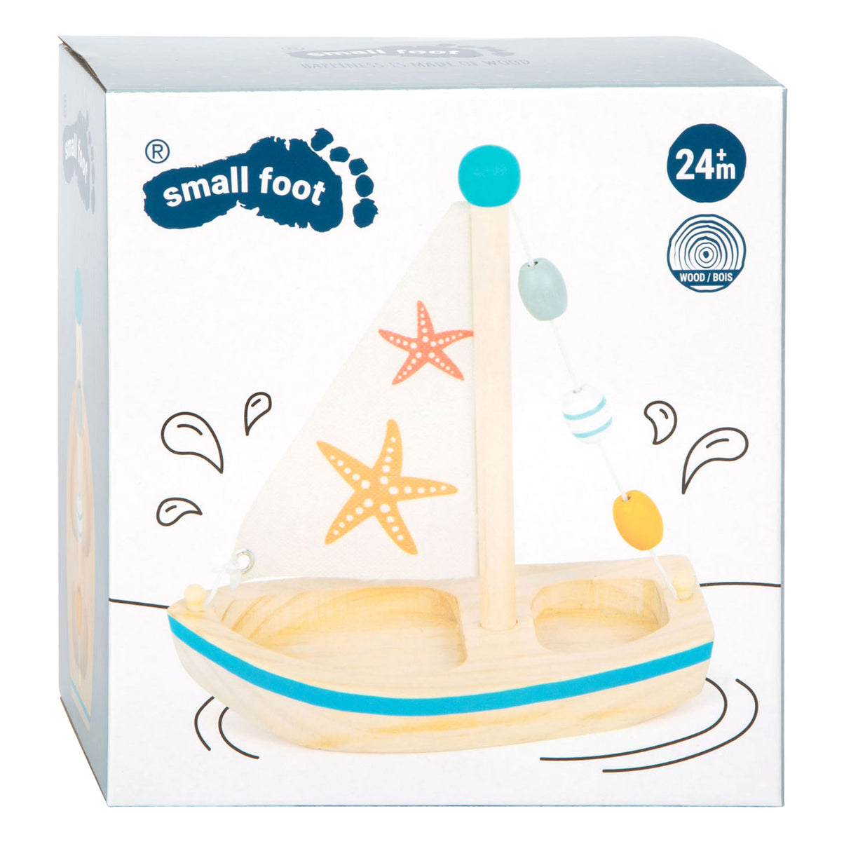 Small foot - jouet de bain bateau à voile en bois étoile de mer