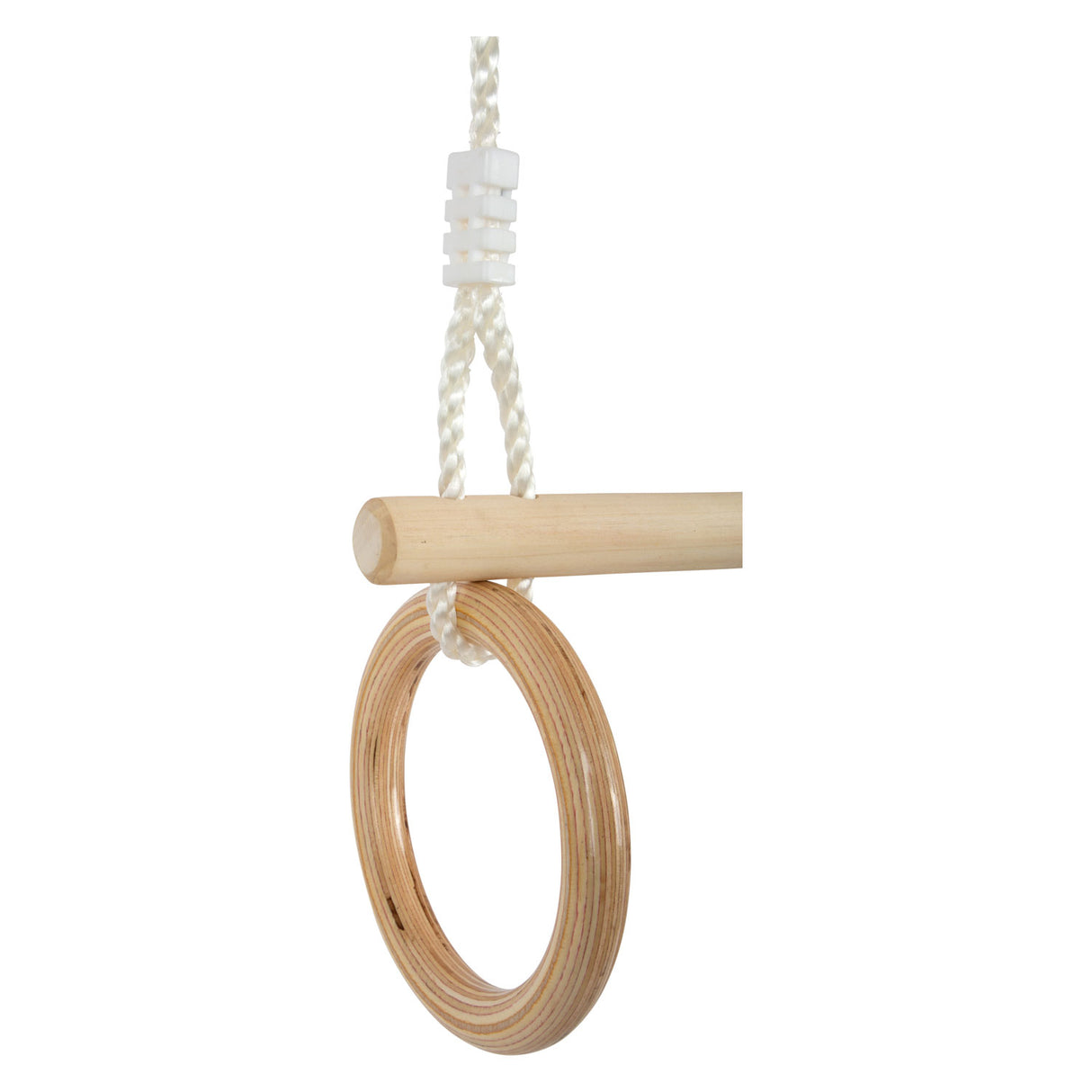 Small foot wooden trapeze with gymnastics rings, 100cm