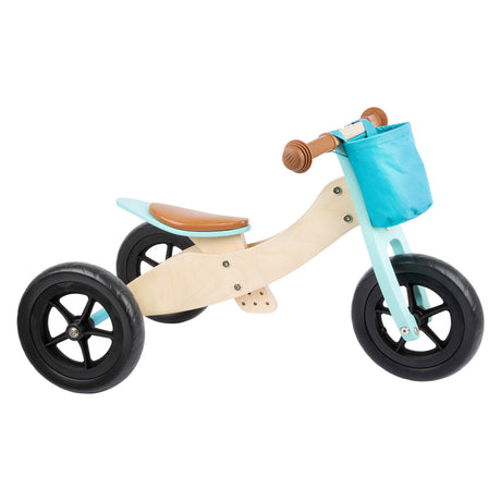 Small foot - tricycle et draisienne en bois 2en1 maxi turquoise