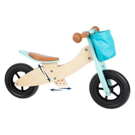 Small foot - tricycle et draisienne en bois 2en1 maxi turquoise