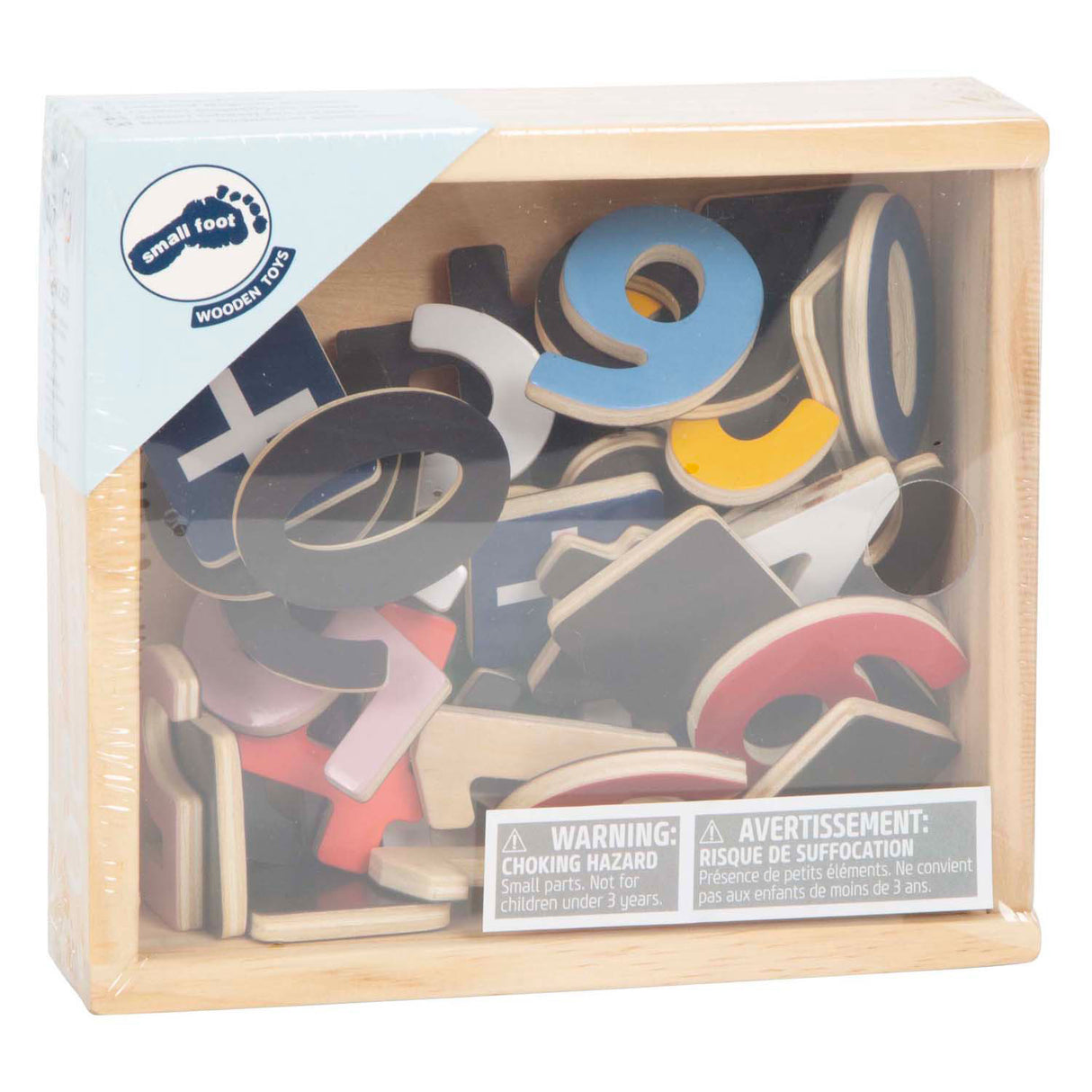 Small foot - chiffres magnétiques en bois couleur. 37 pièces.
