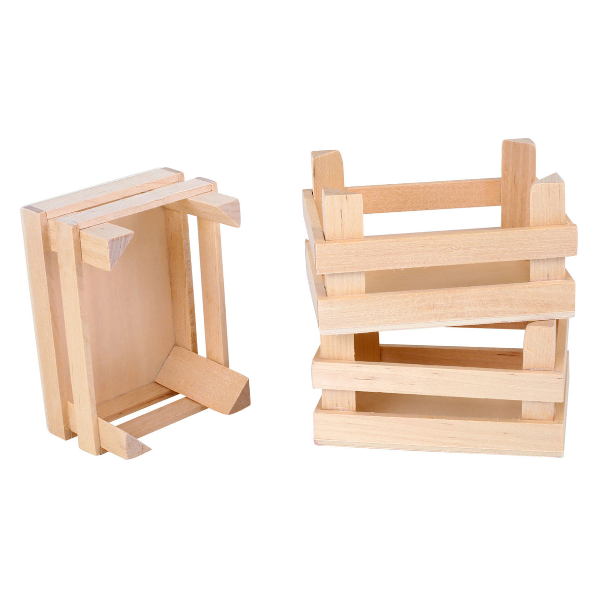 Small Foot Houten Kratjes Klein 10x8x5,5cm, Set van 3