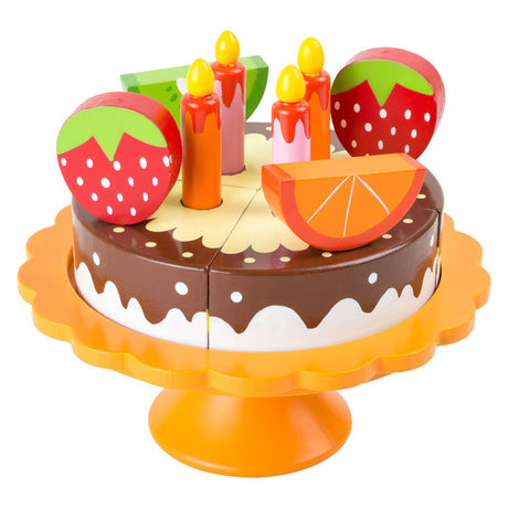 Petit pied en bois Snijen Playets Gâteau d'anniversaire, 12dlg.